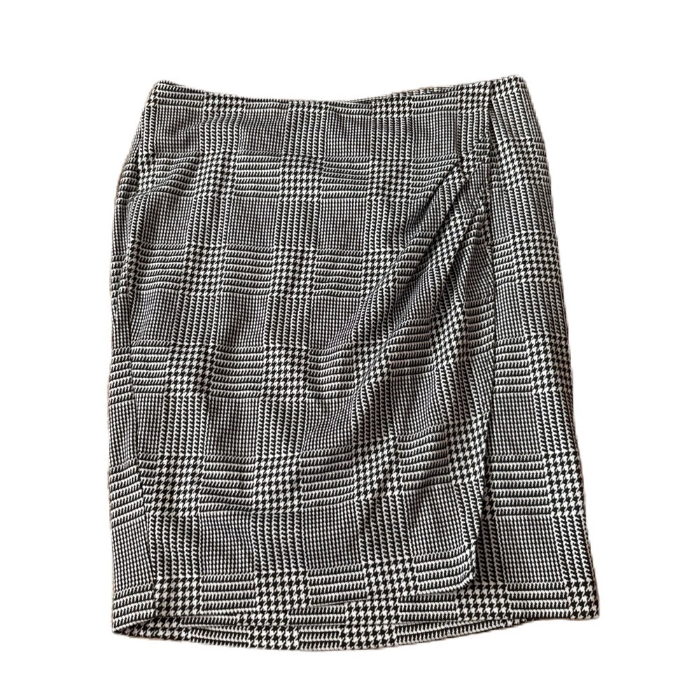 Lane Bryant Classic Black and White Plaid Skirt Sz 16 Houndstooth Faux Wrap